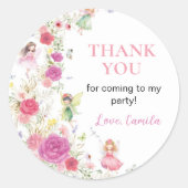 Fairy Floral Verjaardag Classic Ronde Sticker (Voorkant)