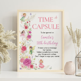 Fairy Floral Verjaardag Party Time Capsule Sign Poster