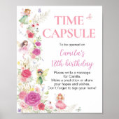 Fairy Floral Verjaardag Party Time Capsule Sign Poster (Voorkant)