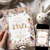 Fairy flower 2nd birthday Invitation Kaart