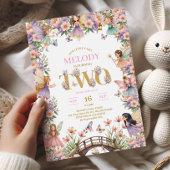 Fairy flower 2nd birthday Invitation Kaart