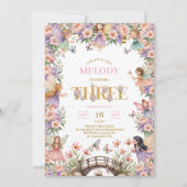 Fairy flower 3rd birthday Invitation Kaart (Voorkant)