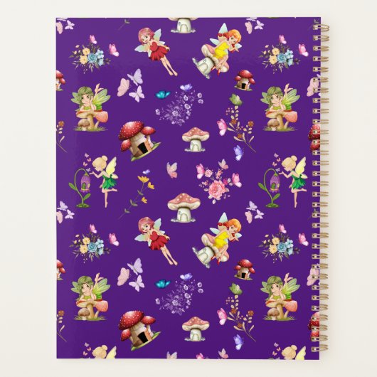 Fairy Flower Butterfly Mushroom Paarse thema Planner (Achterkant)