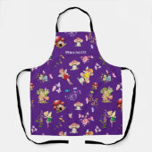 Fairy Flower Butterfly Mushroom Paarse thema Schort (Voorkant)