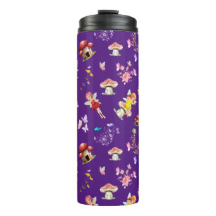 Fairy Flower Butterfly Mushroom Paarse thema Thermosbeker