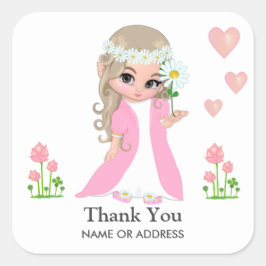 Fairy & Flowers Dank je wel Vierkante Sticker