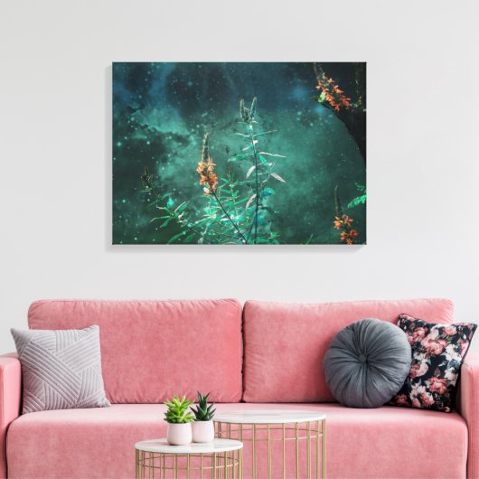 Fairy Flowers in de Jade Moonlight Canvas Afdruk (Insitu (Woonkamer))