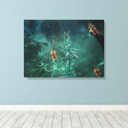 Fairy Flowers in de Jade Moonlight Canvas Afdruk (Insitu (Houten vloer))
