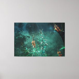 Fairy Flowers in de Jade Moonlight Canvas Afdruk