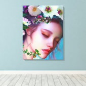 Fairy Flowers in Hair Fantasy Art Canvas Afdruk (Insitu (Houten vloer))