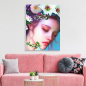 Fairy Flowers in Hair Fantasy Art Canvas Afdruk (Insitu (Woonkamer))