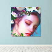 Fairy Flowers in Hair Fantasy Art Canvas Afdruk (Insitu (Houten vloer))