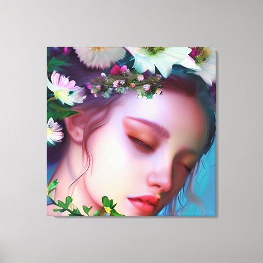 Fairy Flowers in Hair Fantasy Art Canvas Afdruk (Voorkant)