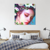 Fairy Flowers in Hair Fantasy Art Canvas Afdruk (Insitu (Slaapkamer))