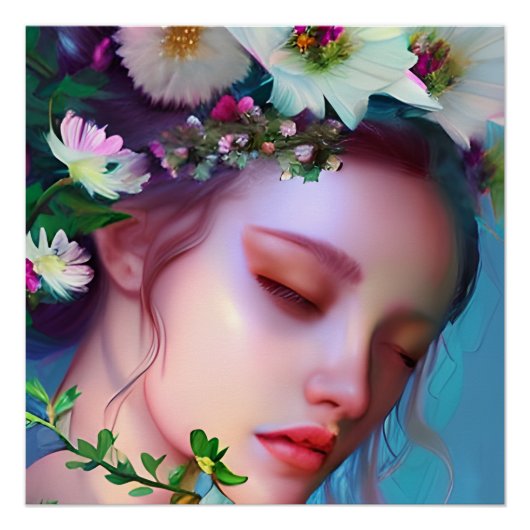  Fairy Flowers in Hair Fantasy Art Perfect Poster (Voorkant)