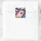  Fairy Flowers in Hair Fantasy Art Vierkante Sticker (Tas)