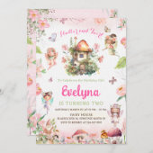 Fairy Flutter en Twirly Verjaardag Uitnodiging Fee (Voorkant / Achterkant)