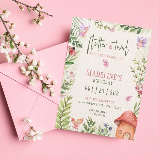 Fairy Flutter & Twirl Girl Birthday Kaart