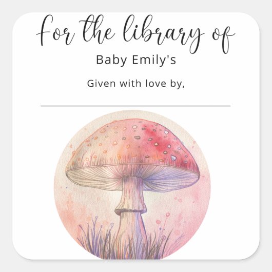 Fairy fly agaric - baby Library Vierkante Sticker (Voorkant)