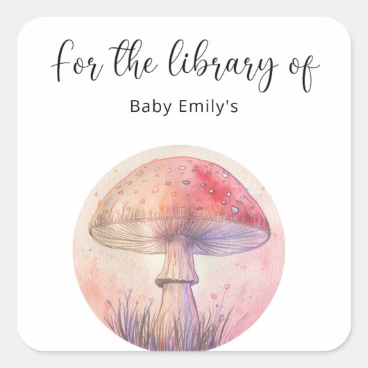 Fairy fly agaric - baby Library Vierkante Sticker (Voorkant)