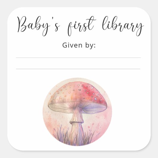 Fairy fly agaric - Baby's eerste bibliotheek Vierkante Sticker (Voorkant)