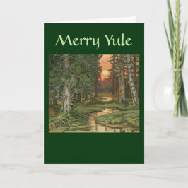 "Fairy Forest bij zonsondergang" - Merry Yule kaar Feestdagen Kaart