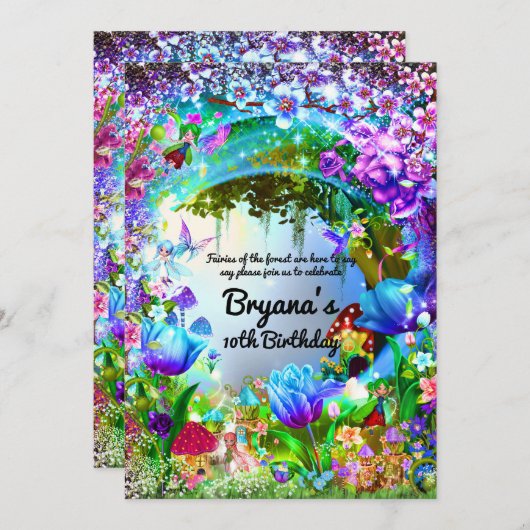 Fairy Forest Enchanted Magical Birthday Party Kaart (Voorkant / Achterkant)