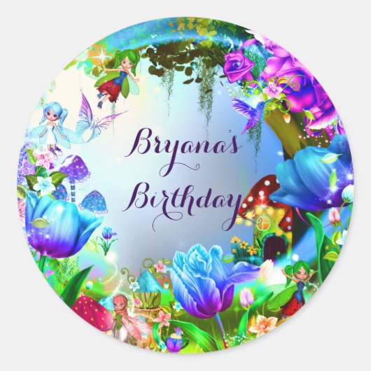 Fairy Forest Enchanted Magical Birthday Party Ronde Sticker (Voorkant)