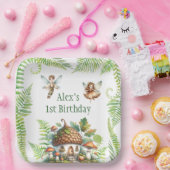 Fairy Forest Garden Genderneutraal 1e verjaardag Papieren Bordje (Feest)