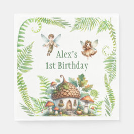 Fairy Forest Garden Genderneutraal 1e verjaardag Servet