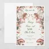 Fairy FOUR-est verjaardagsuitnodiging – bewerkbare Kaart (Voorkant / Achterkant)