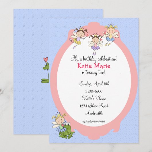 Fairy Friends Invitation Kaart (Voorkant / Achterkant)