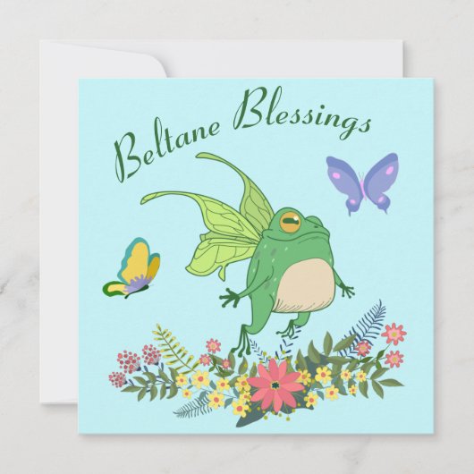 Fairy Frog Beltane Blessings Wicca Sabbat Feestdagenkaart (Voorkant)