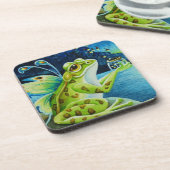 Fairy Frog & Fireflies Waterverf Art Bier Onderzetter (Linkerzijde)