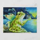 Fairy Frog & Fireflies Waterverf Art Briefkaart (Voorkant)