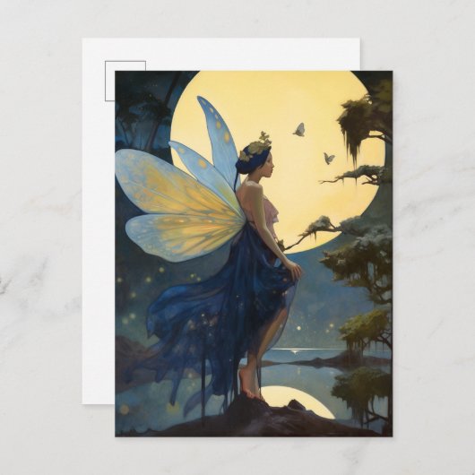 Fairy Full Moon Fantasy Art Briefkaart (Voorkant / Achterkant)
