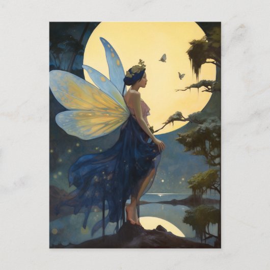 Fairy Full Moon Fantasy Art Briefkaart (Voorkant)