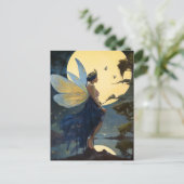 Fairy Full Moon Fantasy Art Briefkaart (Staand voorkant)
