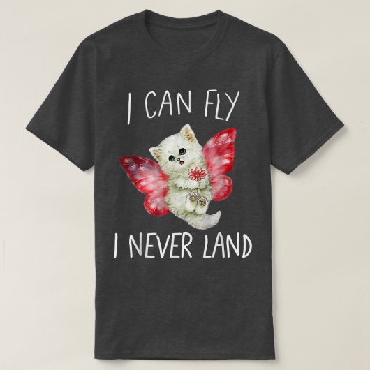 Fairy Funny Cute Cat T-shirt Cat Kitten Flying But (Design voorkant)