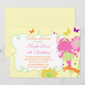 FAIRY GARDEN ARTITY Birthday Invitation Kaart (Voorkant / Achterkant)