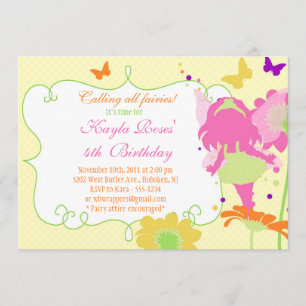 FAIRY GARDEN ARTITY Birthday Invitation Kaart