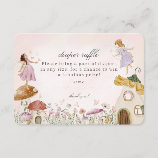 Fairy Garden Baby Luier Raffle Invitation Insert Informatiekaartje (Voorkant)