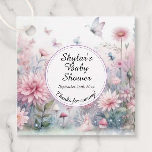 Fairy Garden Baby shower Bedankjes Labels (Voorkant)