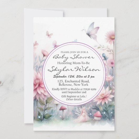 Fairy Garden Baby shower Kaart (Voorkant)