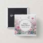 Fairy Garden Baby shower Vierkante Button 5,1 Cm (Voorkant /achterkant)