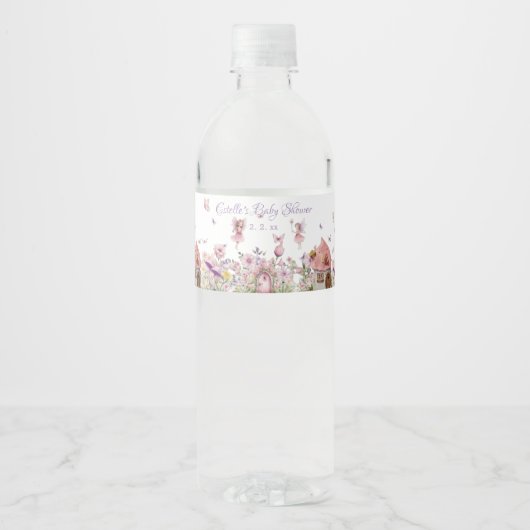 Fairy Garden Baby shower Waterfles Etiket (Voorkant)