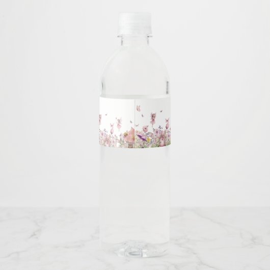 Fairy Garden Baby shower Waterfles Etiket (Achterkant)