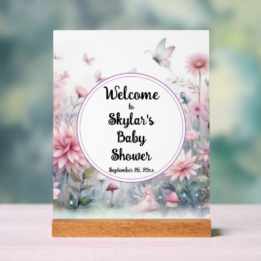 Fairy Garden Baby shower Welkom Acryl Bord (Neutraal)