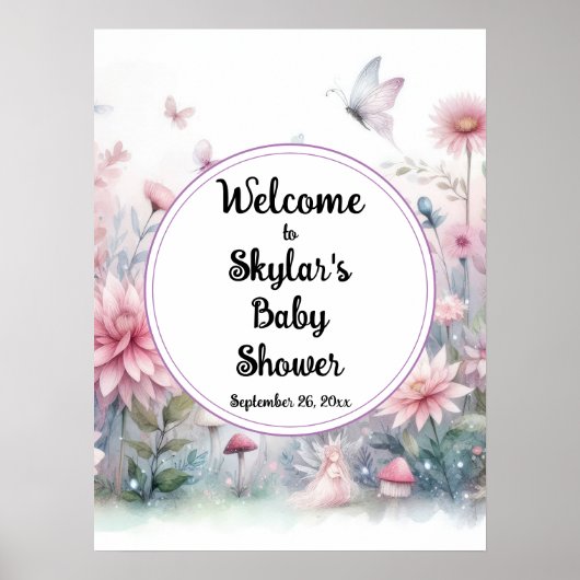 Fairy Garden Baby shower Welkom Poster (Voorkant)