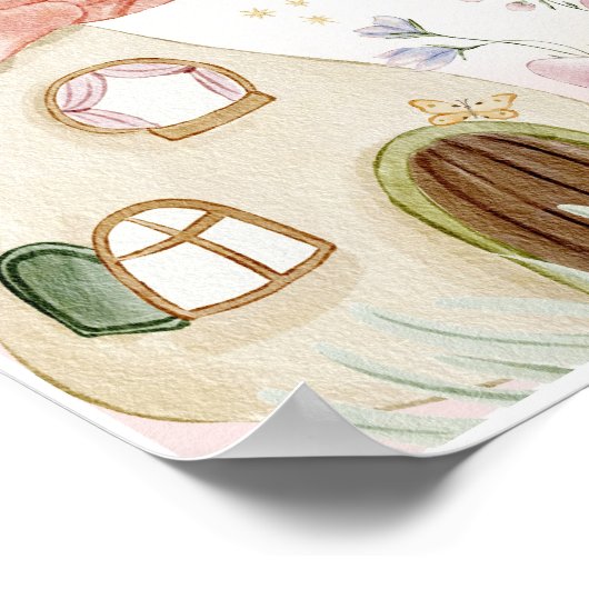Fairy Garden Betoverd Baby shower Welkomstbord Poster (Hoek)